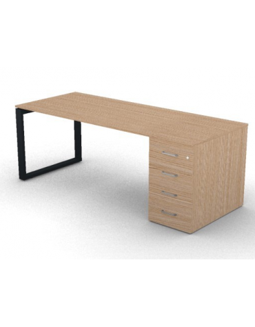 Scrivania operativa piano melaminico spessore mm 18, struttura metallica e cassettiera portante Dx/Sx - cm 200x80x73,5h