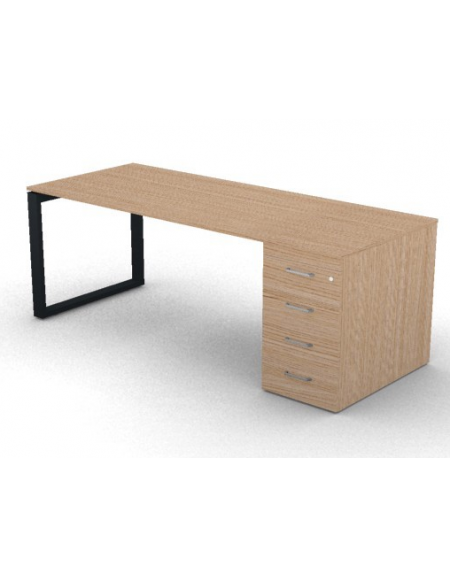 Scrivania operativa piano melaminico spessore mm 18, struttura metallica e cassettiera portante Dx/Sx - cm 200x80x73,5h