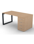 Scrivania operativa piano melaminico spessore mm 25, struttura metallica e cassettiera portante Dx/Sx - cm 160x80x74h