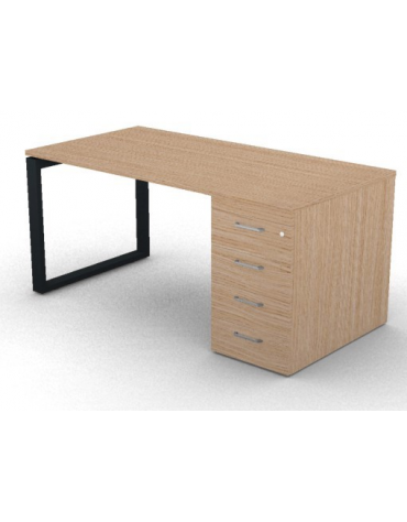 Scrivania operativa piano melaminico spessore mm 25, struttura metallica e cassettiera portante Dx/Sx - cm 160x80x74h