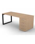 Scrivania operativa piano melaminico spessore mm 25, struttura metallica e cassettiera portante Dx/Sx - cm 180x80x74h