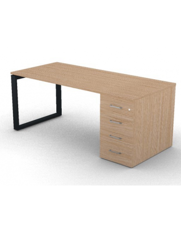 Scrivania operativa piano melaminico spessore mm 25, struttura metallica e cassettiera portante Dx/Sx - cm 180x80x74h