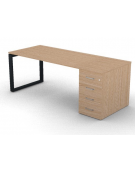 Scrivania operativa piano melaminico spessore mm 25, struttura metallica e cassettiera portante Dx/Sx - cm 200x80x74h