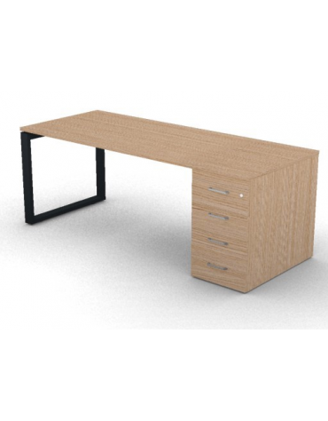 Scrivania operativa piano melaminico spessore mm 25, struttura metallica e cassettiera portante Dx/Sx - cm 200x80x74h