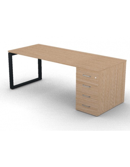 Scrivania operativa piano melaminico spessore mm 25, struttura metallica e cassettiera portante Dx/Sx - cm 200x80x74h