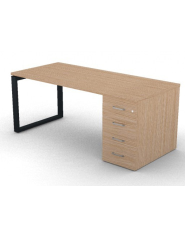 Scrivania operativa piano melaminico spessore mm 30, struttura metallica e cassettiera portante Dx/Sx - cm 180x80x74,5h