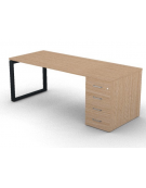 Scrivania operativa piano melaminico spessore mm 30, struttura metallica e cassettiera portante Dx/Sx - cm 200x80x74,5h