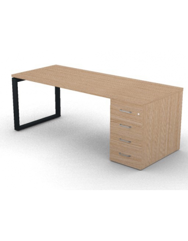 Scrivania operativa piano melaminico spessore mm 30, struttura metallica e cassettiera portante Dx/Sx - cm 200x80x74,5h