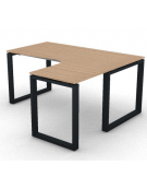 Workstation Dx forma a L, piano melaminico spessore mm 18 e struttura metallica gambe ad anello - cm 160x140x73,5h