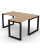 Workstation Dx forma a L, piano melaminico spessore mm 18 e struttura metallica gambe ad anello - cm 160x140x73,5h