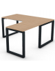 Workstation Dx forma a L, piano melaminico spessore mm 18 e struttura metallica gambe ad anello - cm 160x160x73,5h