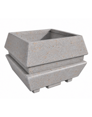 Fioriera forma quadra in cemento calcestruzzo per esterno - colore Grigio travertino - cm 98x98x75h