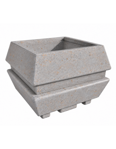 Fioriera forma quadra in cemento calcestruzzo per esterno - colore Grigio travertino - cm 98x98x75h