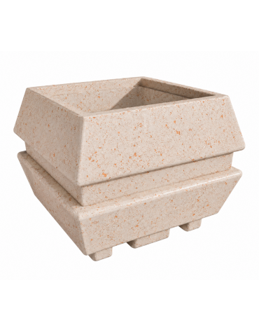 Fioriera forma quadra in cemento calcestruzzo per esterno - colore Bianco travertino - cm 98x98x75h - Conforme ai CAM