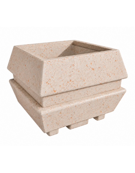 Fioriera forma quadra in cemento calcestruzzo per esterno - colore Bianco travertino - cm 98x98x75h - Conforme ai CAM