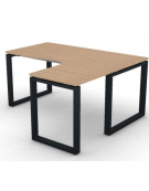 Workstation Dx forma a L, piano melaminico spessore mm 25 e struttura metallica gambe ad anello - cm 160x140x74h