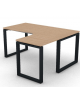 Workstation Dx forma a L, piano melaminico spessore mm 25 e struttura metallica gambe ad anello - cm 160x140x74h