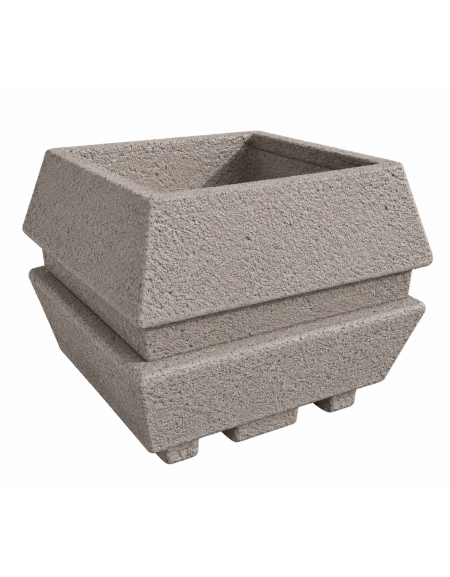 Fioriera forma quadra in cemento calcestruzzo per esterno - colore Bianco sabbiato - cm 98x98x75h - Conforme ai CAM