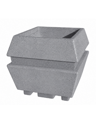 Fioriera forma quadra in cemento calcestruzzo per esterno - colore Grigio pietra - cm 98x98x90h - Conforme ai CAM