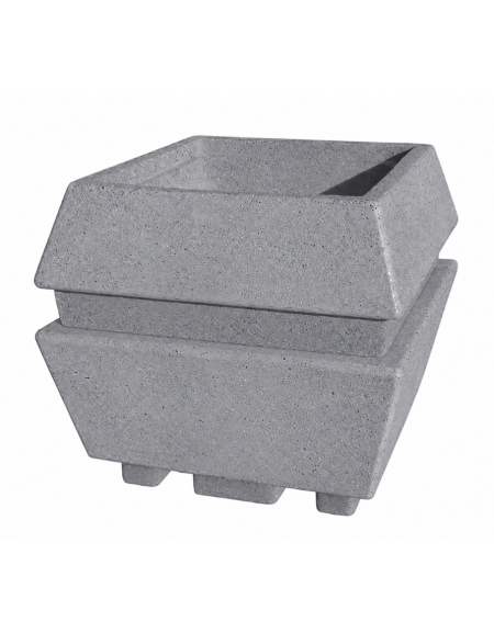 Fioriera forma quadra in cemento calcestruzzo per esterno - colore Grigio pietra - cm 98x98x90h - Conforme ai CAM