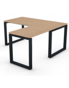Workstation Dx forma a L, piano melaminico spessore mm 25 e struttura metallica gambe ad anello - cm 160x160x74h