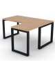 Workstation Dx forma a L, piano melaminico spessore mm 30 e struttura metallica gambe ad anello - cm 160x140x74,5h