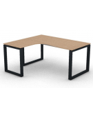Workstation Sx forma a L, piano melaminico spessore mm 18 e struttura metallica gambe ad anello - cm 160x140x73,5h