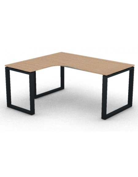 Workstation Sx forma a L, piano melaminico spessore mm 18 e struttura metallica gambe ad anello - cm 160x140x73,5h