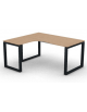 Workstation Sx forma a L, piano melaminico spessore mm 18 e struttura metallica gambe ad anello - cm 160x140x73,5h