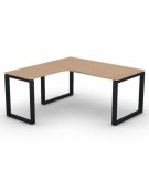 Workstation Sx forma a L, piano melaminico spessore mm 18 e struttura metallica gambe ad anello - cm 160x160x73,5h