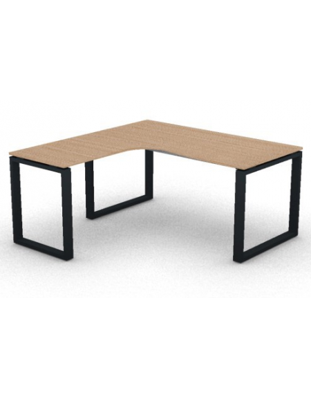Workstation Sx forma a L, piano melaminico spessore mm 18 e struttura metallica gambe ad anello - cm 160x160x73,5h