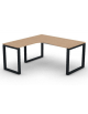 Workstation Sx forma a L, piano melaminico spessore mm 18 e struttura metallica gambe ad anello - cm 160x160x73,5h