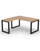 Workstation Sx forma a L, piano melaminico spessore mm 25 e struttura metallica gambe ad anello - cm 160x160x74h