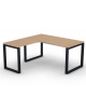 Workstation Sx forma a L, piano melaminico spessore mm 25 e struttura metallica gambe ad anello - cm 160x160x74h
