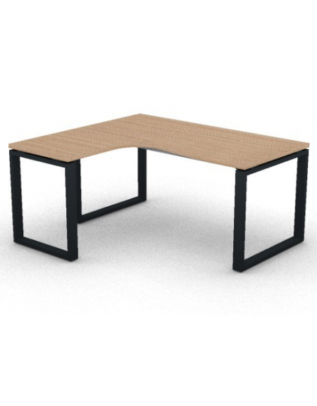 Workstation Sx forma a L, piano melaminico spessore mm 30 e struttura metallica gambe ad anello - cm 160x140x74,5h
