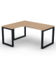 Workstation Sx forma a L, piano melaminico spessore mm 30 e struttura metallica gambe ad anello - cm 160x140x74,5h
