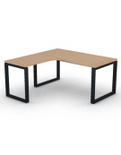 Workstation Sx forma a L, piano melaminico spessore mm 30 e struttura metallica gambe ad anello - cm 160x160x74,5h