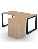 Workstation con cassettiera portante Dx e gambe ad anello - piano melaminico spessore mm 18 - Colori a scelta - cm 160x140x73,5h