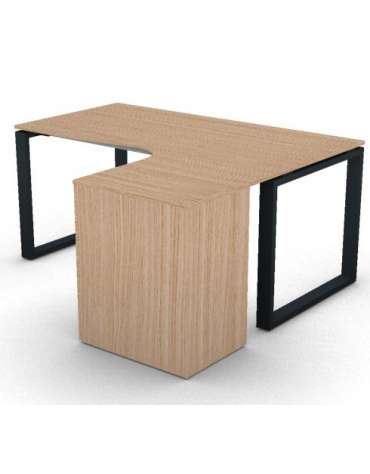 Workstation con cassettiera portante Dx e gambe ad anello - piano melaminico spessore mm 18 - Colori a scelta - cm 160x140x73,5h