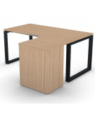 Workstation con cassettiera portante Dx e gambe ad anello - piano melaminico spessore mm 25 - Colori a scelta - cm 160x140x74h