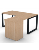 Workstation con cassettiera portante Dx e gambe ad anello - piano melaminico spessore mm 25 - Colori a scelta - cm 160x160x74h