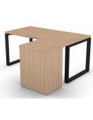 Workstation con cassettiera portante e gambe Dx ad anello - piano melaminico spessore mm 30 - Colori a scelta - cm 160x140x74,5h