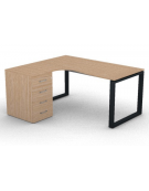 Workstation con cassettiera portante Sx e gambe ad anello - piano melaminico spessore mm 18 - Colori a scelta - cm 160x140x73,5h