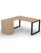 Workstation con cassettiera portante Sx e gambe ad anello - piano melaminico spessore mm 18 - Colori a scelta - cm 160x160x73,5h