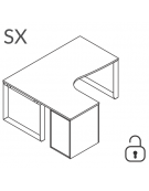 Workstation con cassettiera portante Sx e gambe ad anello - piano melaminico spessore mm 25 - Colori a scelta - cm 160x140x74h