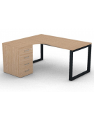 Workstation con cassettiera portante Sx e gambe ad anello - piano melaminico spessore mm 25 - Colori a scelta - cm 160x140x74h