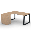 Workstation con cassettiera portante Sx e gambe ad anello - piano melaminico spessore mm 25 - Colori a scelta - cm 160x160x74h