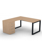 Workstation con cassettiera portante Sx e gambe ad anello - piano melaminico spessore mm 30 - Colori a scelta - cm 160x160x74,5h