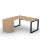 Workstation con cassettiera portante Sx e gambe ad anello - piano melaminico spessore mm 30 - Colori a scelta - cm 160x160x74,5h