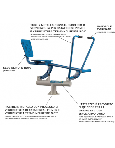 Macchina fitness per Rowing da esterno - con manopole zigrinate - Dimensioni 138x93x107h